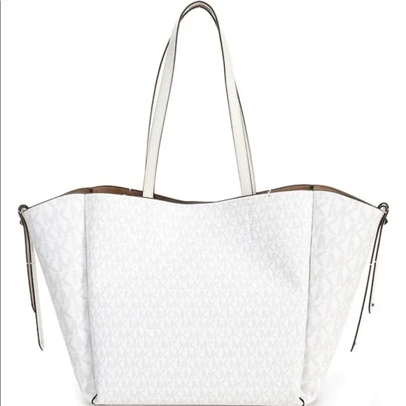 Michael Kors Freya Bi-Scale Tonal Signature Logo Coated Twill Large Open Tote - Picture 2 of 4